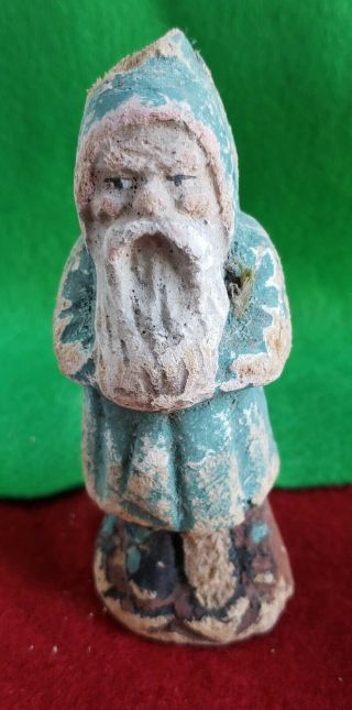 Rare Powder Blue Paper Mache Santa Claus,  Father Christmas Belsnickel,  7