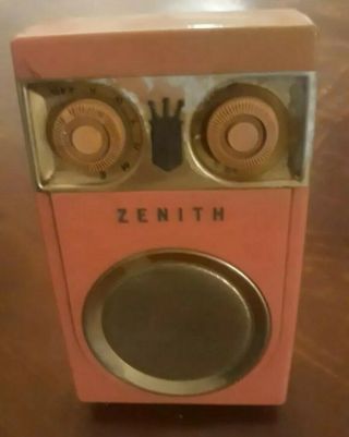 Rare Pink Vintage 1950s Zenith Owl Eyes Royal 500 Transistor Radio