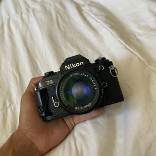 Black Body (rare) Nikon Fg 35mm Slr Film Camera With 50mm 1.  8 Lens