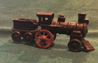 Antique Cast Iron Train Locomotive Engine/Tender Car.  Paint 3