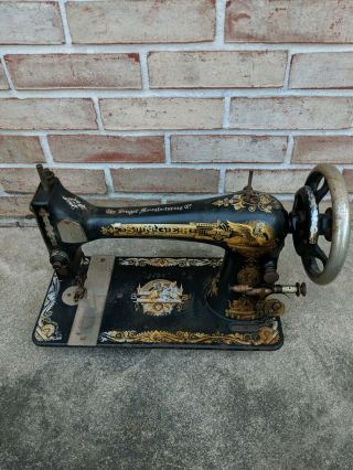 Antique Singer Sewing Machine Sphinx Decal 1904 Model 27 Treadle Head Parts Only