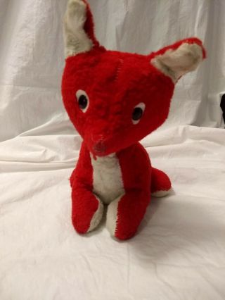 Vintage Ideal Plush Red Fox Htf Rare Stuffed Animal Toy 9 " 1950s 1960s Usa Made