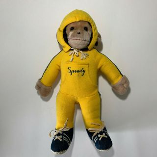Rare 17 Inch California Stuffed Toys Speedy Monkey Yellow Hooded Plush