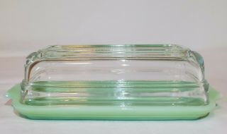 Fire King Jadeite Butter Dish W/ Crystal Lid Rare 1/4 Pound