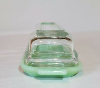 Fire King Jadeite Butter Dish w/ Crystal Lid RARE 1/4 Pound 2