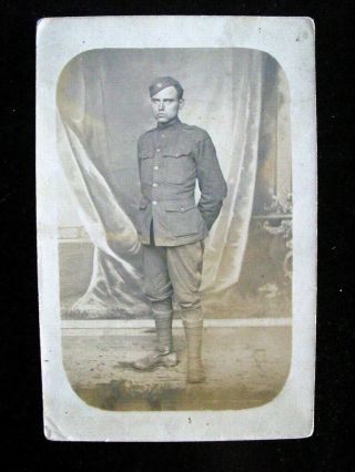 Wwi Us Army Soldier France Antique French Rppc 304th Infantry Regiment Postcard