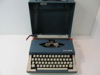Blue Royal Fleetwood Typewriter W/ Transistor Radio Vintage Rare 1960s