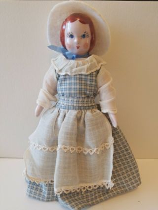 Vtg Ruth Gibbs 7 " China Doll In Clothes Red Head Little Lady Godey