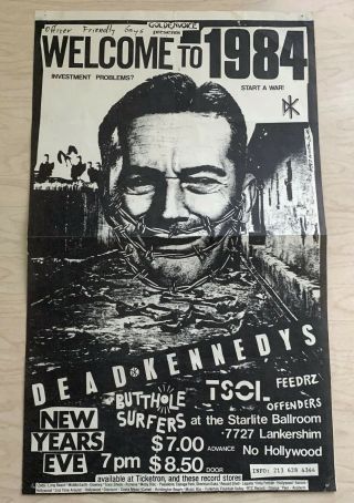 Dead Kennedys Welcome To 1984 Vintage Flyer Poster (1984) Starlite Ballroom Rare