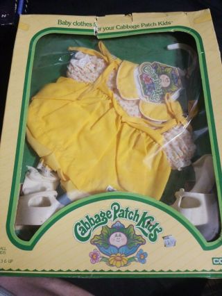 Vintage 1983 Cabbage Patch Kids Baby Clothes Yellow Dress Shoes Coleco