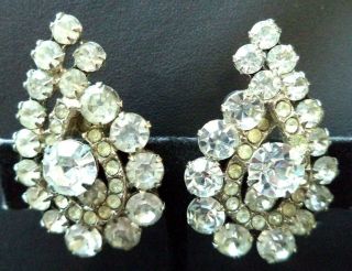 Rare Vintage Estate Verified Juliana D&e Rhinestone 1.  5 " Clip Earrings G277x
