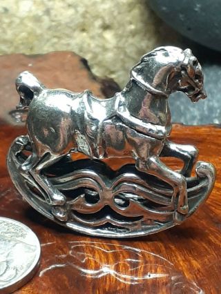 Vintage 19g Doll Rocking Carousel Horse Miniature Italy 800 Sterling Silver