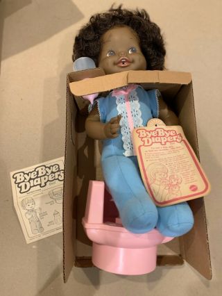 Mattel 1981 Bye Bye Diapers Vintage African American Doll With Potty