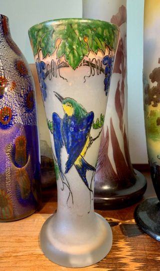 Antique French C1890 Rare Legras Enameled Vase Galle Period