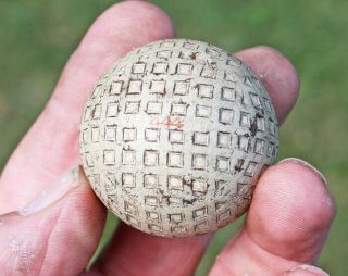 Vtg 20s Antique " 444 " Square Dimple Mesh Pattern Golf Ball