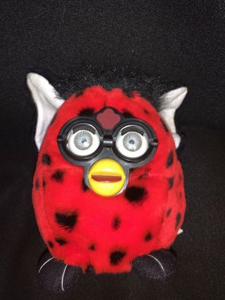 Furby 1998 Model 70 - 800 Red Fur Black Spots Grey Eyes Ladybug Series 4 Very Rare