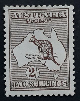 Rare 1916 Australia 2/ - Brown Kangaroo Stamp 3rd Wmk Die 2
