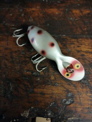Heddon Tadpolly Spook Silver Red Spot Vintage Plastic Lure Fishing