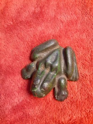 Antique Heavy Cast Iron Paperweight Frog W Male Genitals.