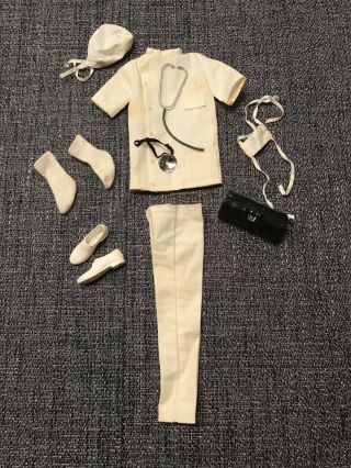 Vintage 1963 Barbie Dr.  Ken Doll Outfit 793 White Doctor Uniform W/ Accessories