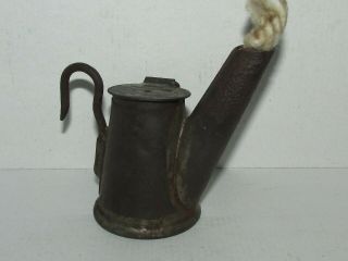 Antique Coal Miners Teapot Wick Lamp With White Wick.