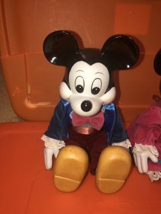 VTG Rare Walt Disney Porcelain Mickey Minnie Mouse Wind - Up Musical Doll Figurine 2