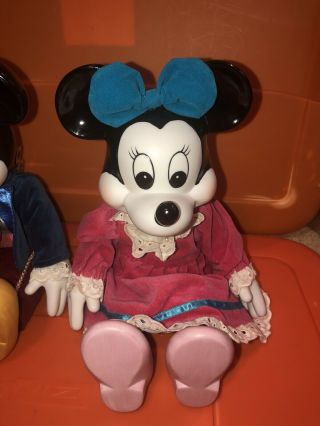 VTG Rare Walt Disney Porcelain Mickey Minnie Mouse Wind - Up Musical Doll Figurine 3