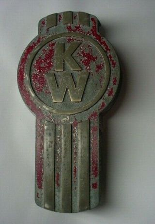 Old Vintage Kenworth Truck Brass & Cast Metal Hood Emblem Badge Semi Kw Rare
