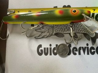 Artifact Muskie Lure Wood Vintage No Longer Made Musky Lure Olive Frog