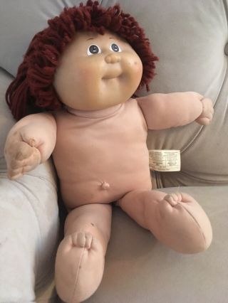 Vintage 1985 Cabbage Patch Doll With Red Hair And Brown Eyes