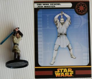 Star Wars Miniatures Obi - Wan Kenobi Jedi Master 15/60 Rare With Card