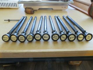 Set Of 11 Pull Stops From Antique Pump Organ.