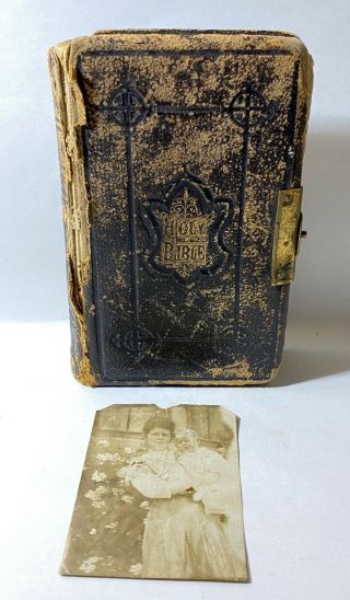 Antique 1881 Pocket Size Holy Bible Containing Books Of The Old & Testaments
