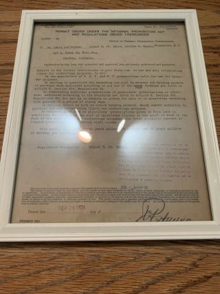 Pharmacy Prohibition Liquor & Tax License 1924 Il 09/26/24