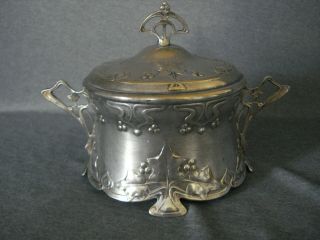 Vintage Art Nouveau Wmf Silver Plated Sugar Bowl Without Glass
