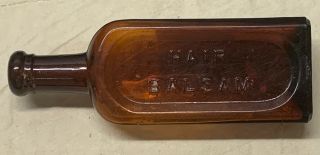 Antique Parker’s Hair Balsam York Amber Brown Medicine Bottle Embossed