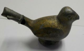 Antique Cast Metal Bird Whistle Toy / 3 " X 1 1/4 " X 1 3/4 " / Still