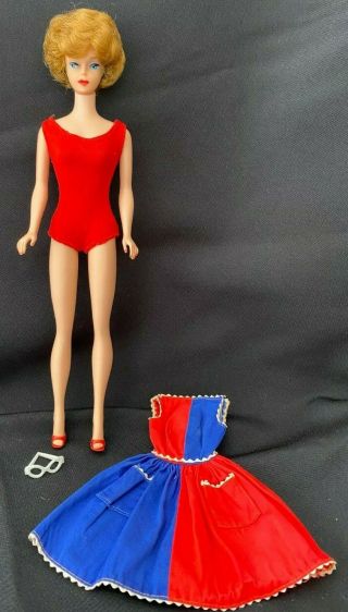 Vintage 1960’s Mattel Barbie Doll Blonde Bubblecut Barbie Pats Pend Body 3 Day