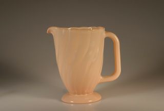 Rare Vintage Dominion Glass Canada Pink Swirl Water Pitcher C.  1945