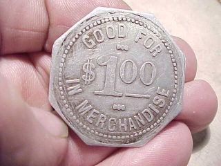 Rare Large $1.  00 size Gallup,  Mexico NM Indian Trader token - McCoy Bros 2