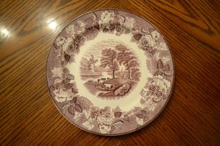 Antique Enoch Wood & Sons Woods Ware English Scenery Purple Luncheon Plate (s) 9 "