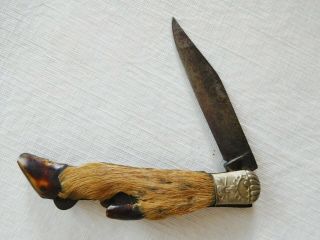 Rare Vintage A W Wadsworth & Son Czechoslovakia Deer Foot Hunting Pocket Knife