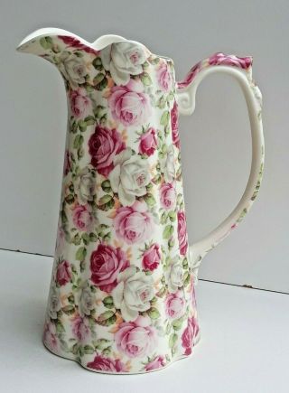 Rare Lord Nelson Ware Large Fluted Floral Decorated Pitcher Jug Gorgeous Item