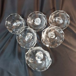 13d - Set Of 6 Antique Glass 5 " Bobeches (wax Drip Cups) With Ruffled Edges