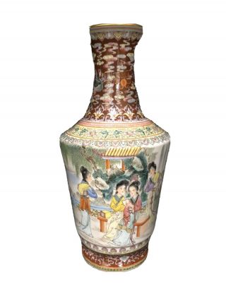 Vintage Style Large Chinese Porcelain Vase Hand Painted Oriental