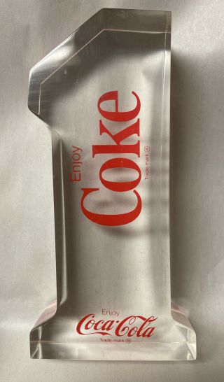 Rare Vintage Coca Cola Coke 1 Lucite Advertising Paperweight 6 1/4“ X 3“