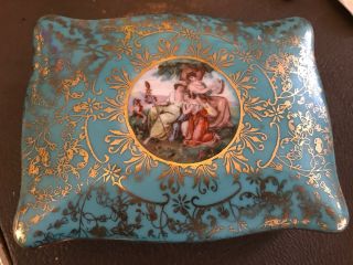 Antique Hand Painted M&r Covered Colonial Ceramic Dish Painted Usa 4 " X 5 "