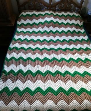 Vintage Handmade Crochet Granny Afghan Lap Blanket Throw 60x84 " One Owner