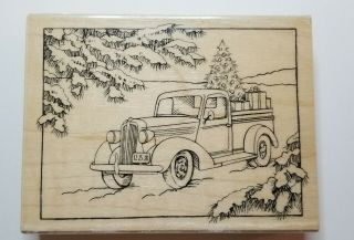 Stampendous Antique Truck With Christmas Tree Rubber Stamp Truck Of Gifts
