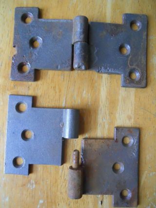 1 Pr Vintage Cast Iron Hinges R/door/shed/gate 4 1/2 R Old Hardware